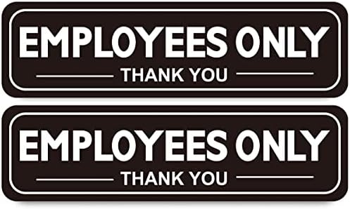 2pcs Employees Only Sign Stickers, Black, 9"x2.5", Back Adhesive, Waterproof and Fade Resistant, Thick Premium Quality Vinyl, for Business Door Wall Signboard Office Store Restroom