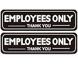 2pcs Employees Only Sign Stickers, Black, 9"x2.5", Back Adhesive, Waterproof and Fade Resistant, Thi
