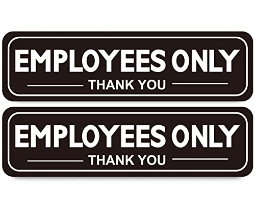 2Pcs Employees Only Sign Stickers, Black, 9"X2.5", Back Adhesive, Waterproof And Fade Resistant, Thick Premium Quality Vinyl, For Business Door Wall Signboard Office Store Restroom #TOP13
