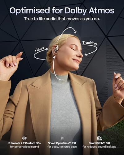 Image of SHOKZ OpenFit Pro Open-Ear True Wireless Earbuds with Open-Ear Noise Reduction, Optimised for Dolby Atmos, Deep Bass, 50H Playtime, AI-Powered Clear Calls for Work, Sport, Bluetooth 6.1, IP55, White