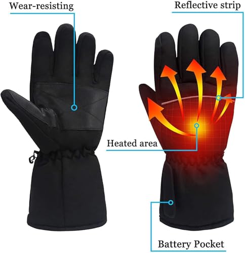 Z-YQL Beheizte Handschuhe für Herren Damen,Batterie Elektrische Heizhandschuhe Wasserdicht Touchscreen Winter Jagdhandschuhe Handwärmer für Skifahren Motorrad Wandern