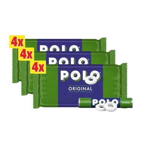 Original Mint Sweets Polos Multipack 3 Packs (4 Tubes Each) Classic Mint Flavour Individually Wrapped 12 Total Tubes