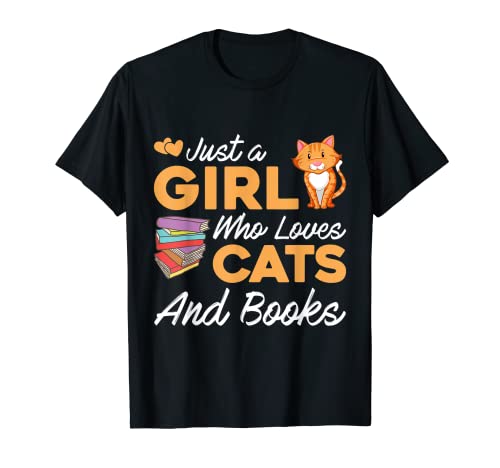 Just a Girl Who Loves Cat and Libros Gatos Gatito Lectura de regalos Camiseta
