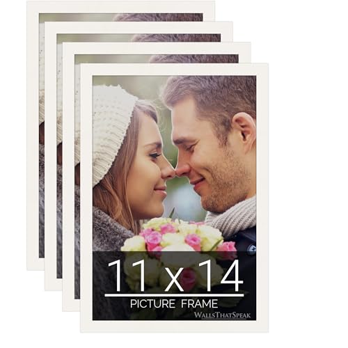 WallsThatSpeak 11x14 White Picture Frame for Puzzles Posters Photos or Artwork, Set of 4