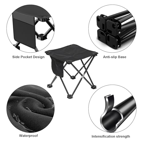 BTIUGYI Camping Hocker, Tragbarer Klapphocker mit Aufbewahrungsbeutel, Fußhocker Outdoor, Mini-Klapphocker, Leicht Sitz Falthocker Klappbar für Wandern, Garten, Angeln, Grillen, Strand – Bild 5