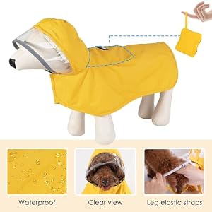 Lukovee Dog Raincoat, Adjustable Dog Rain Jacket with Clear Hooded Double Layer for Large Medium Small Dogs Puppies, Waterproof Dog Rain Coat Poncho with Reflective Storage Pocket & Rim (Yellow, L) Lukovee Dog Raincoat, Adjustable Dog Rain Jacket with Clear Hooded Double Layer for Large Medium Small Dogs Puppies, Waterproof Dog Rain Coat Poncho with Reflective Storage Pocket & Rim (Yellow, L)