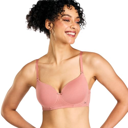 Image of NYKD NYB198 Cotton Lightly Padded Non Wired 3 /4th Coverage T-Shirt Bra Multiway Detachable Straps Invisible Under Clothes