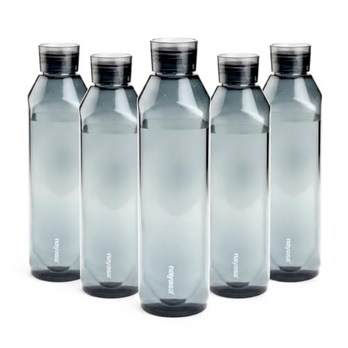 Image of Nayasa Space Plastic Water Bottle 1150 ml | Set of 5 | BPA-Free Fridge Bottle for Home, Office, School, Gym | Leak-Proof & Durable | Grey