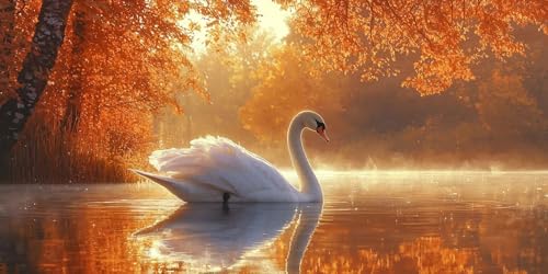 Diamond painting cygnes d'automne pour sublimer votre salon en famille