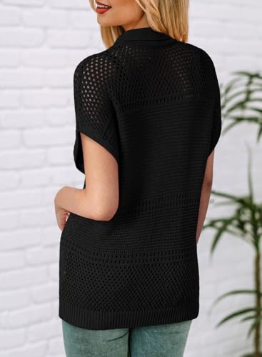 Dokotoo Womens Tops 2025 Summer Spring Casual V Neck Short Sleeve Sweater Crochet Tops Casual Dressy Blouses2