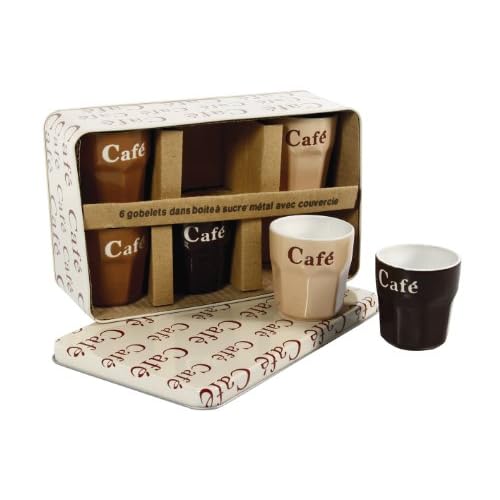 6 tazzine per caffè, in ceramica e metallo