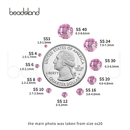 Image of Beadsland 2880pcs Flat Back Crystal Rhinestones Round Gems for Nail Art and Craft Glue Fix,Light Pink,SS20,4.6-4.8mm