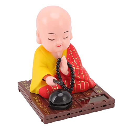 Image of AUGEN Small Buddhist Monk Decoration for Home Car Dashboard Solar Ornaments, Automatic Nodding Lucky Light Energy Sensing EcoFriendly Solar Buddhist Monk Statue (Pack of 1)(D, Red)