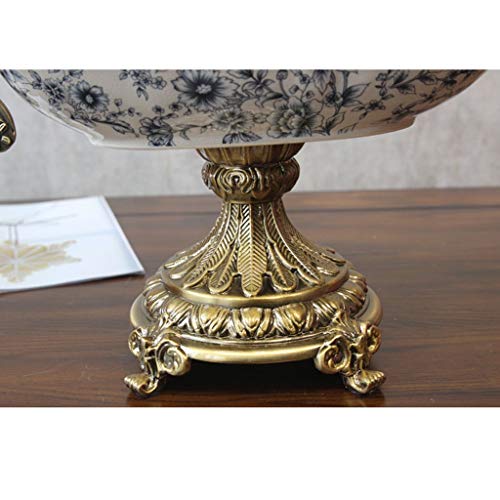 Uxzdx Cujux American Villa Model Room Craft Large Fruit Plate European Retro Alloy Ceramic Fruit Plate Chinese Soft Decoration #TOP3