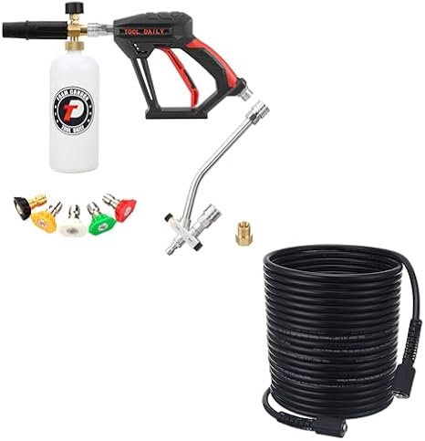 Tool Daily Short Pressure Washer Gun with Foam Cannon, High Pressure Washer Hose 50 FT X 1/4 Inch image 3