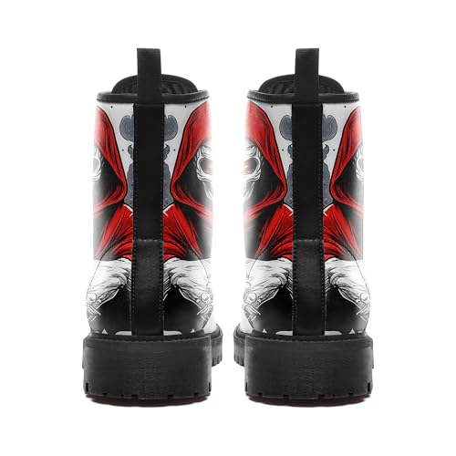 Skull Boots For Men Fashion Lace-Up Combat Boots For Women Punk Rock leather Ankle Booties Witchy Goth Shoes4