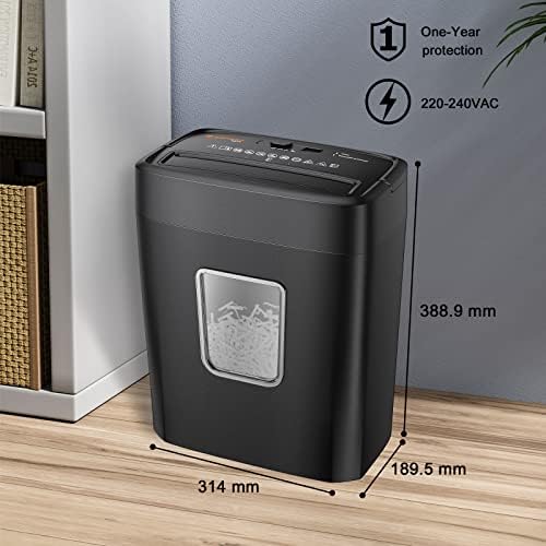 Bonsaii 8 Sheet Cross Cut Paper Shredder, Shredder Shred Credit Cards/Staples/Clips for Small Home Office Use, Portable Handle Design with 16L Wastebasket (C261-C)