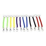 12pcs Coloré Porte-clés 16.5cm 6.5'' en Plastique Rétractable Étirable Spirale Métal Porte Clé Ressort Fermoir Titulaire