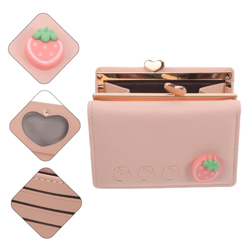 BESPORTBLE Compact Cute PU Mini Card Purse Portable Ladies Clutch with Multiple Slots for Coins Credit Cards Ids Lightweight Wallet for Travel and Daily Use Pink4