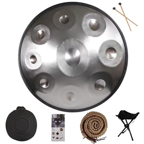 22�C���` �X�`�[���n���h�p���h�����y��A9/10/12�m�[�g�n���h�p���h�����Z�b�g�A432Hz/440Hz�h���~���[�W�J�����C���h�����A�T�E���h�q�[�����O�A�ґz�A�����N�[�[�V�����p�̃^���h����(Silver,9 Notes (432Hz))