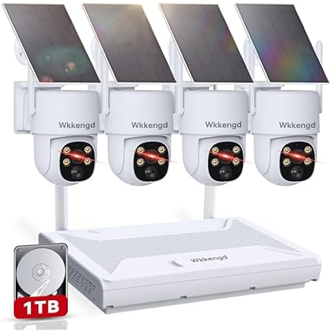 Wkkengd Solar Security Cameras Wireless Outdoor System Cover