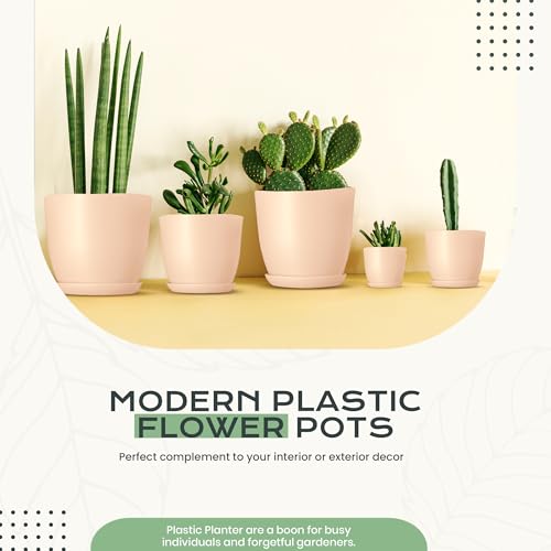 Utopia Home - Plant Pots Indoor with Drainage - 7/6.6/6/5.3/4.8 Inches Home Decor Flower Pots - Plastic Planters for Indoor Plants, Cactus, Succulents Pot (Pink, Pack of 10) by Utopia Home - Image 5