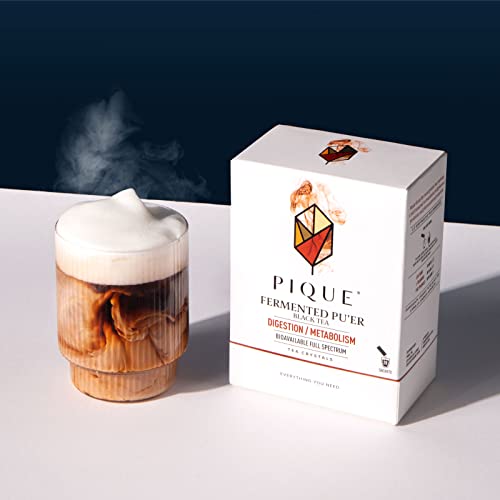 Pique Organic Fermented Black (Ripe) Pu'er Tea - Support Healthy Metabolism, Digestion - 28 Single Servings (1 Pack) #TOP6