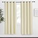 NICETOWN Room Darkening Blind Shade for Kids Bedroom, Beige, Single Panel, 55 x 78 inch, Triple Weave Home Decoration Light Blocking Solid Ring Top Curtain/Drape for Small Window