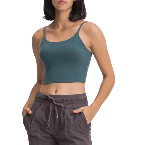 Image of Women's Strappy Stretch Sports Bra Longline Yoga Tank Top Fitness Bra Workout Camisole Crop Tops for Teen Girl