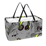 Lurnise Panier Réutilisable Casque Notes Musique Audio Modèle Portable Pliant Pique-Nique Sacs D'épicerie Panier À Linge Shopping Sac Fourre-Tout