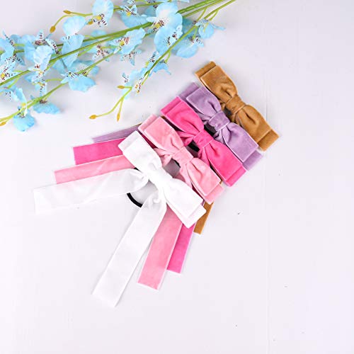 10Pcs Bow Hair Tie Velvet Elastics Hair Scrunchie Bobbles Hair Bands Scrunchy Hair Rope Long Hair Bow Ponytail Holder Accessories for Women Girls