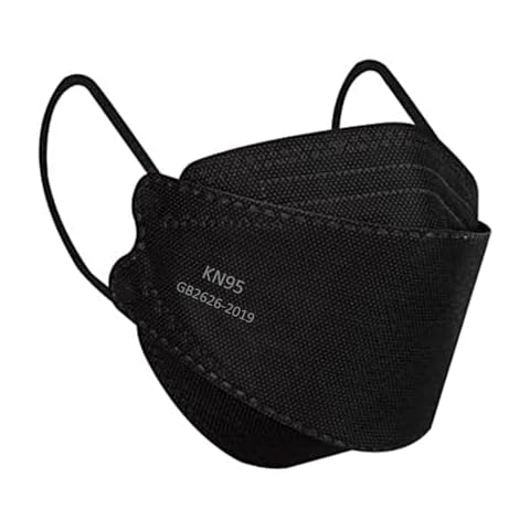 KN95 Face Masks for Adults 50 Pack, Individually Wrapped, 5-Ply Black Disposable Face Mask Against PM 2.5 Smoke & Dust, Filtration Efficiency 95% Cover