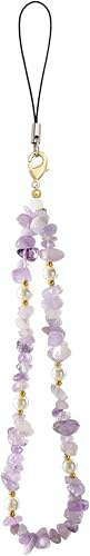 Poagoep Dijes para teléfono, correa de cadena para teléfono celular, correa de muñeca con gemas naturales para teléfono, AirPods, mujeres y niñas