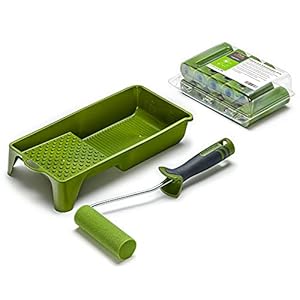 Colorus lakset: 7 x schuimrollen 11 cm recht superfijn | 1 x verfroller steekbeugel soft grip | 1 x verfbak 15 x 32 cm schuimrol 11 cm