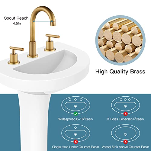 Aimoyo 2-Handle 8 Inch Widespread Bathroom Sink Faucet, 3 Hole Antique Brass Bathroom Faucet With 360°Swivel Spout, Pop Up Drain And Water Supply Lines, Modern Basin Faucet Mixer Taps, Deck Mount #TOP7