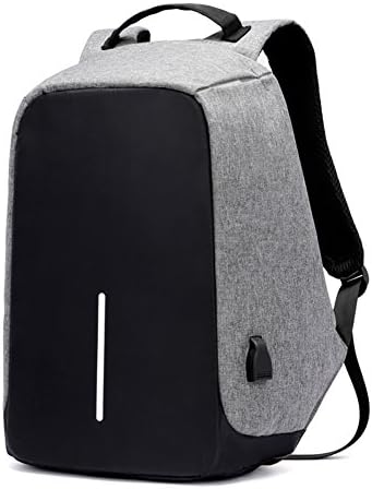 Anti-theft Laptop Backpack with USB Charging, Unisex Casual Fashion, Anti-scratch, Waterproof Night Safety School Bag, Grey