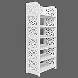 AMOPA amopacorp Wood-Plastic Board 6 Tiers Hollow Carved Shoe Rack White - Type A Storage Organizer Shelf for Narrow Entryway Boots Holder Living Room Hall Study Bedroom