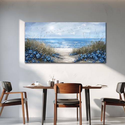 KELIYUAN Large Wall Art For Living Room Canvas Wall Decor For Office Bedroom Decoration Blue Ocean Wall Painting Sea Wave Pictures Printing Artwork Modern Beach Posters Aesthetic Home Decor 24"x48" - Image 6