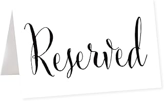 Andaz Press Table Tent Place Cards On Perforated Paper, Formal Black And White, Reserved, 20-Pack, Placecards Table Settings Reserved Table Signs Reserved Seating Signs Reserved Signs For Tables