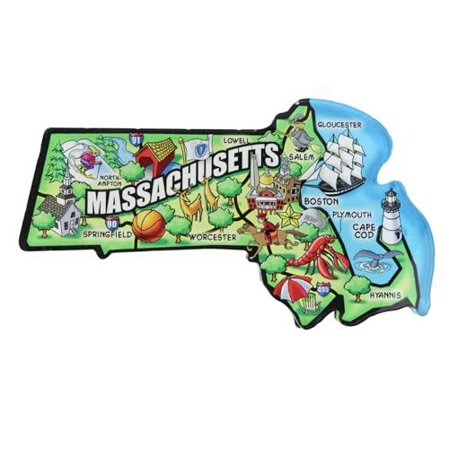 Imán Acrílico Mapa Estado Massachusetts 4.25x2.5 pulg