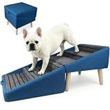 2-in-1-Hundetreppe für Bett und Couch, 40,6 cm hoch, faltbare Holztreppe und geteilte Ottomane, sanfte...