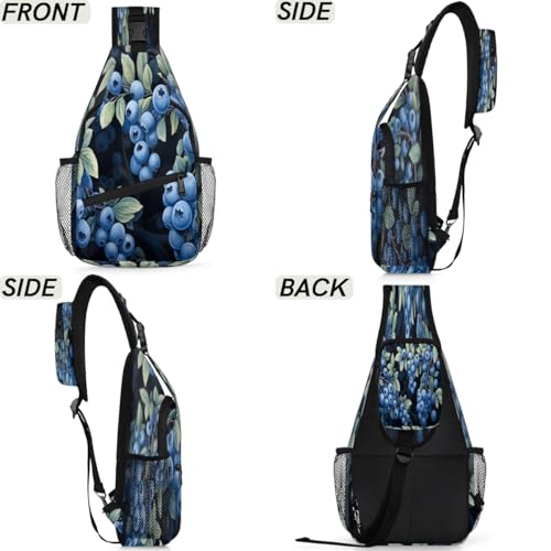 Bolso cruzado unisex estilo sling azul arándano miniatura 6