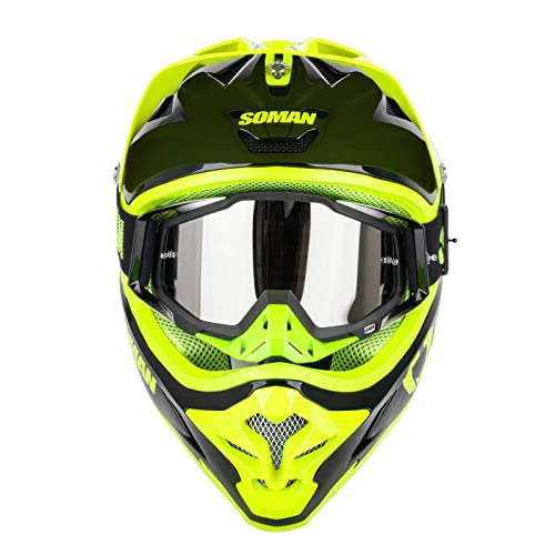 Off-Road Motorcycle Helmet With Stylish Goggles, Dot/Ece Approved, Full Face, Multiple Vents, Comfortable Lining, Double D Buckle, Adult Men & Women, Various Sizes Available (Color : J, Size : Xxl=6 #TOP1