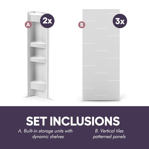 Noah William Home Tub Wall Surround - Waterproof, Easy-to-Install, Two Shelf Units Kit Included Bathtub Wall Surround Panels, (Vertical Pattern, Dynamic Shelves) Acrylic Wall, 58 inches - Thumbnail 5