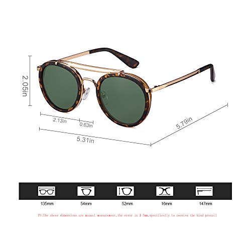 2020 Ventiventi Vintage Steampunk Double Bridge Round Polarized Sunglasses Designer Metal Frame For Women Men Tortoise Brown Frame/G15 Lens #TOP5