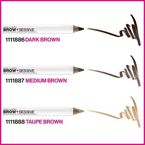 wet n wild Brow-Sessive Brow Pencil, Ultra-Precise Dual Ended Spoolie Brush for Perfect Buildable Blendable Shaping, Natural Lasting Shades for Every Brow, Cruelty-Free & Vegan- Medium Brown(Packaged)