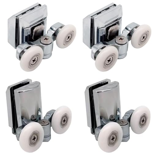 Rodamientos corredizos para mampara de ducha, de Kenley, de acero inoxidable, sistema doble (juego de 4, superior e inferior)