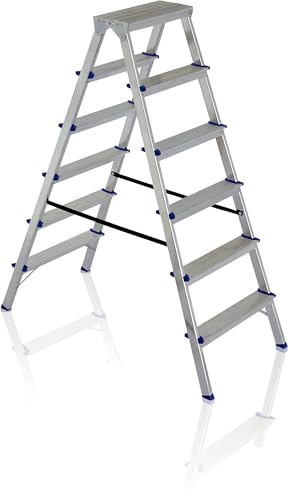 Fortena Haushaltsleiter Doppelleiter 2x6 Stufen Aluminium 150 kg Belastung