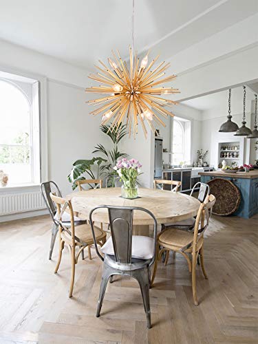 Musanne Gold Sputnik Chandeliers Pendant Light Fixtures For Kitchen Island Lighting Dining Room Farmhouse Entryway Foyer Table Hallway Hanging Wrought Aluminum Ceiling 9 Light Fixture(Dia:19.8'') #TOP4