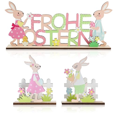 3 Stück Osterhase Deko aus Holz